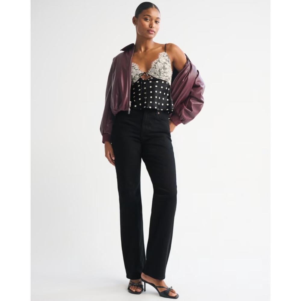 Abercrombie Curve Love High Rise 90s Relaxed Jean - 27 Long - No Fade Black